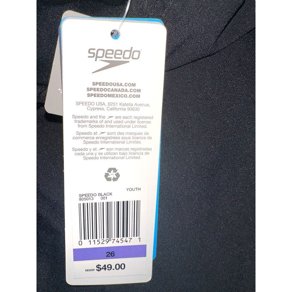 Speedo Endurance+ Jammer Swim Shorts Youth 26 Black NWT Competitive Swim - Picture 6 of 6
